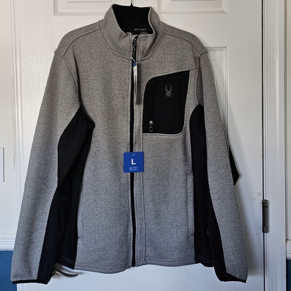 Spyder Men’s Full Zip Performance Jacket Gray Black NWT - Large